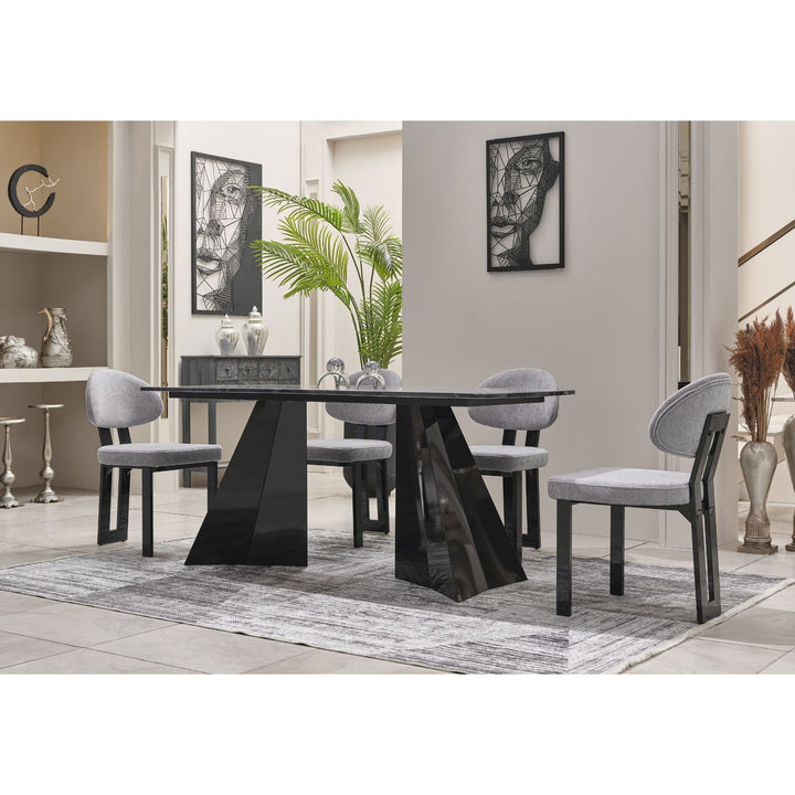 Pramid Mermerit Esstisch-Set