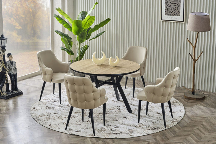 Tuna Esstisch-Set Creme