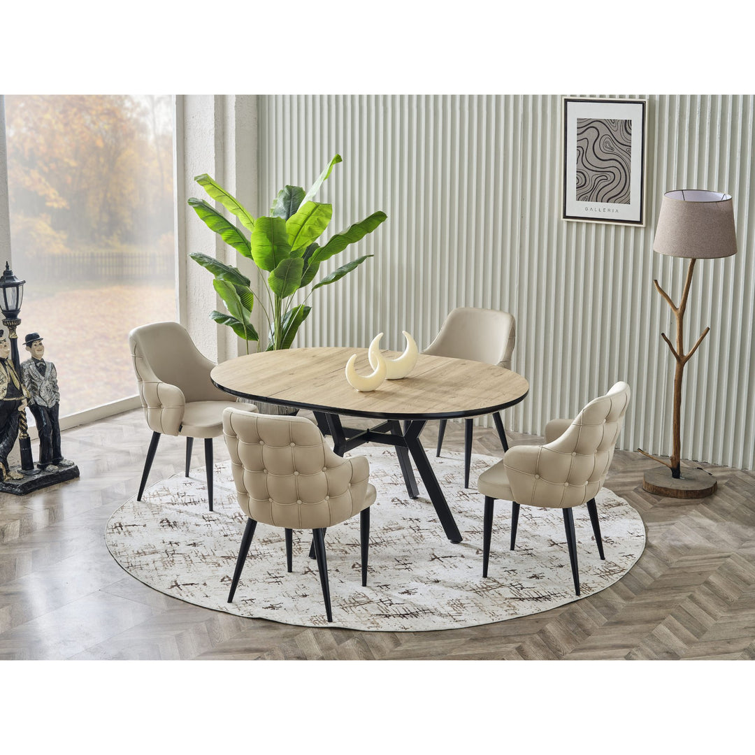 Tuna Esstisch-Set Creme