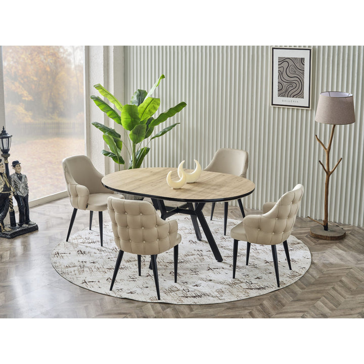 Tuna Esstisch-Set Creme