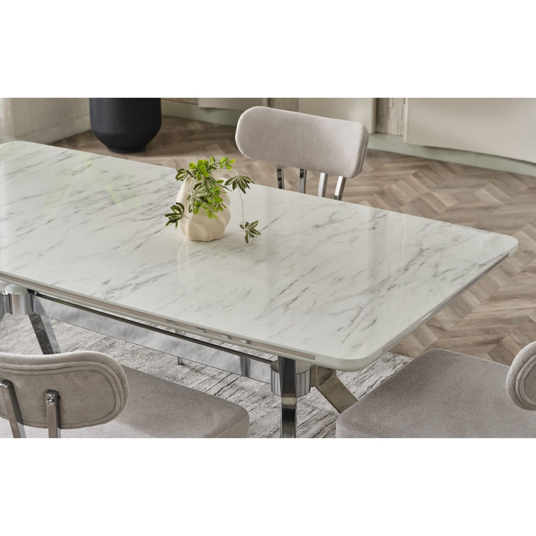 Milano Elite Esstisch-Set 180x90 silber