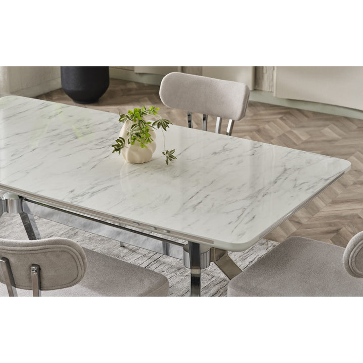 Milano Elite Esstisch-Set 180x90 silber