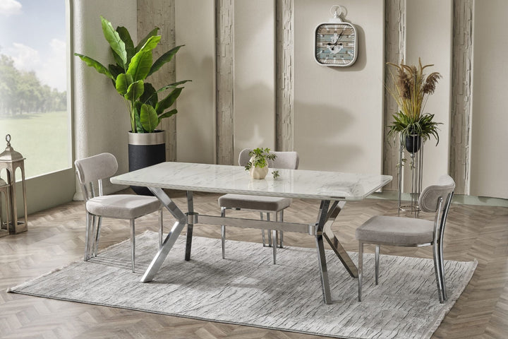 Milano Elite Esstisch-Set 180x90 silber