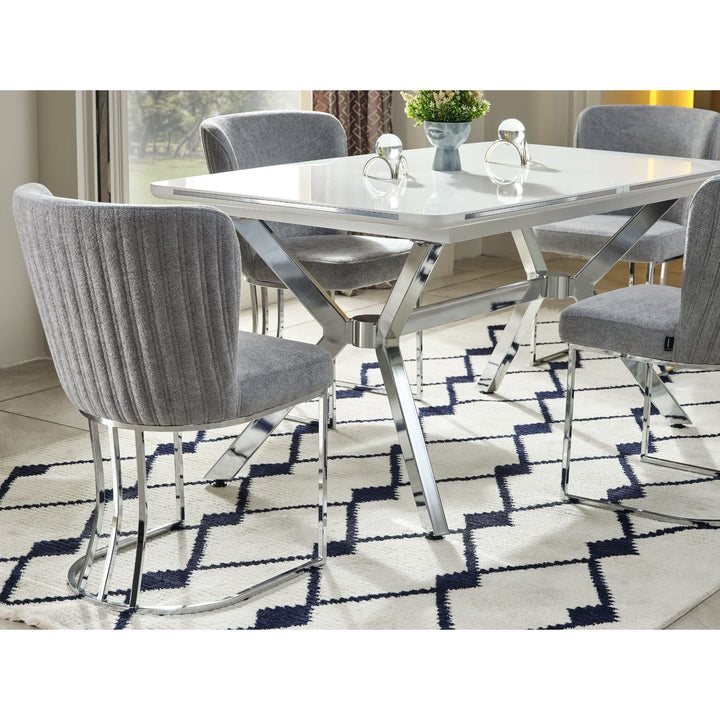 Milano Elite Esstisch-Set (160 → 200 cm, silber)