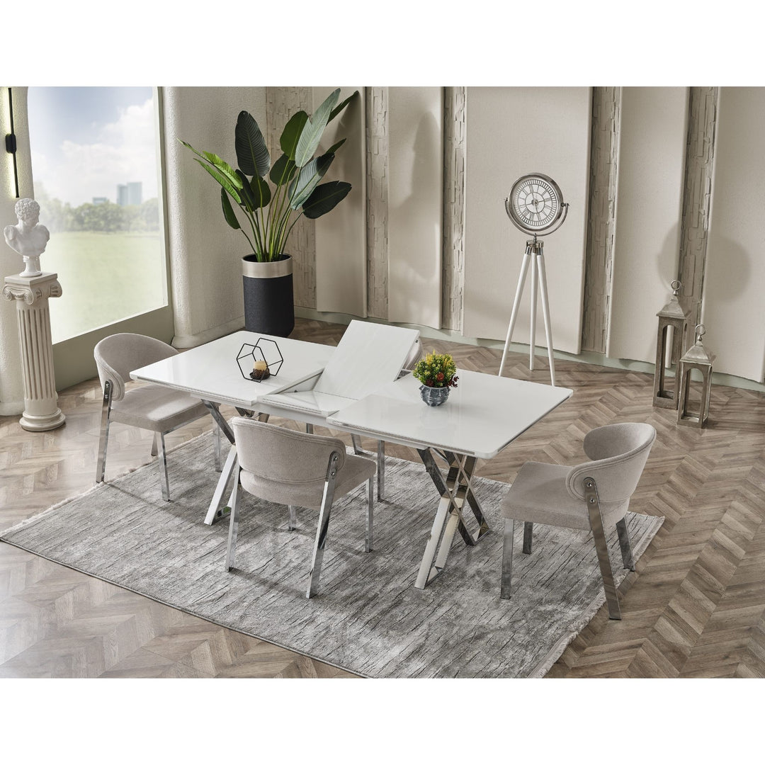 Luna Elite-Esstisch Set silber