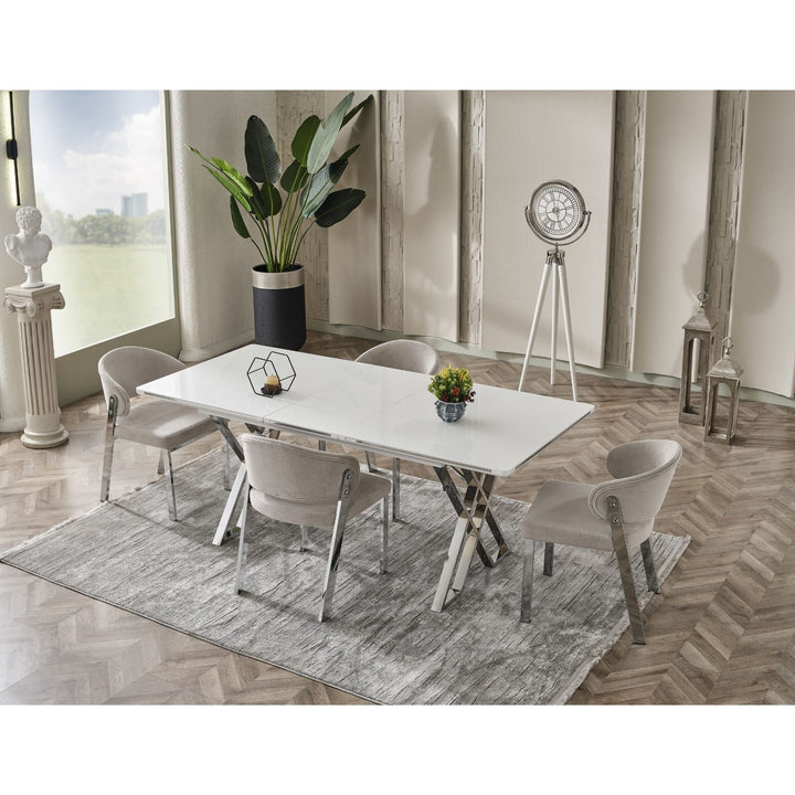 Luna Elite-Esstisch Set silber