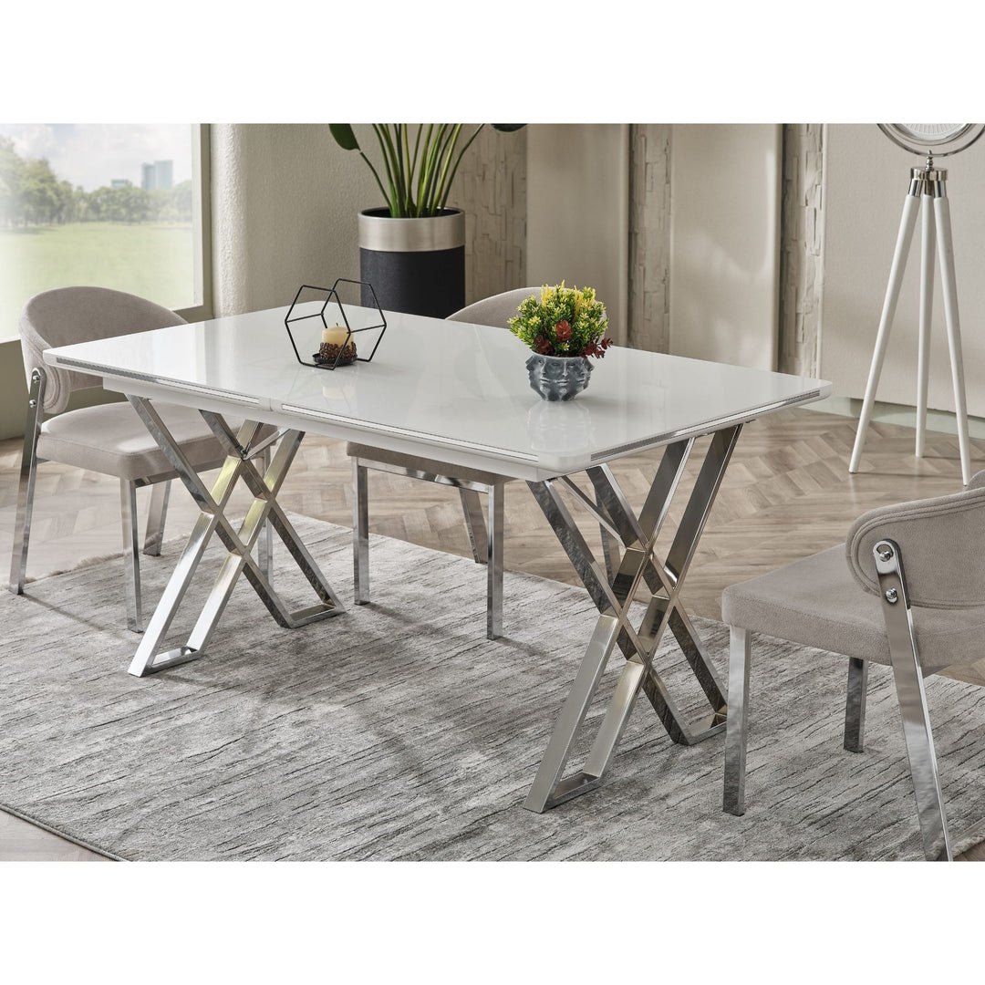 Luna Elite-Esstisch Set silber