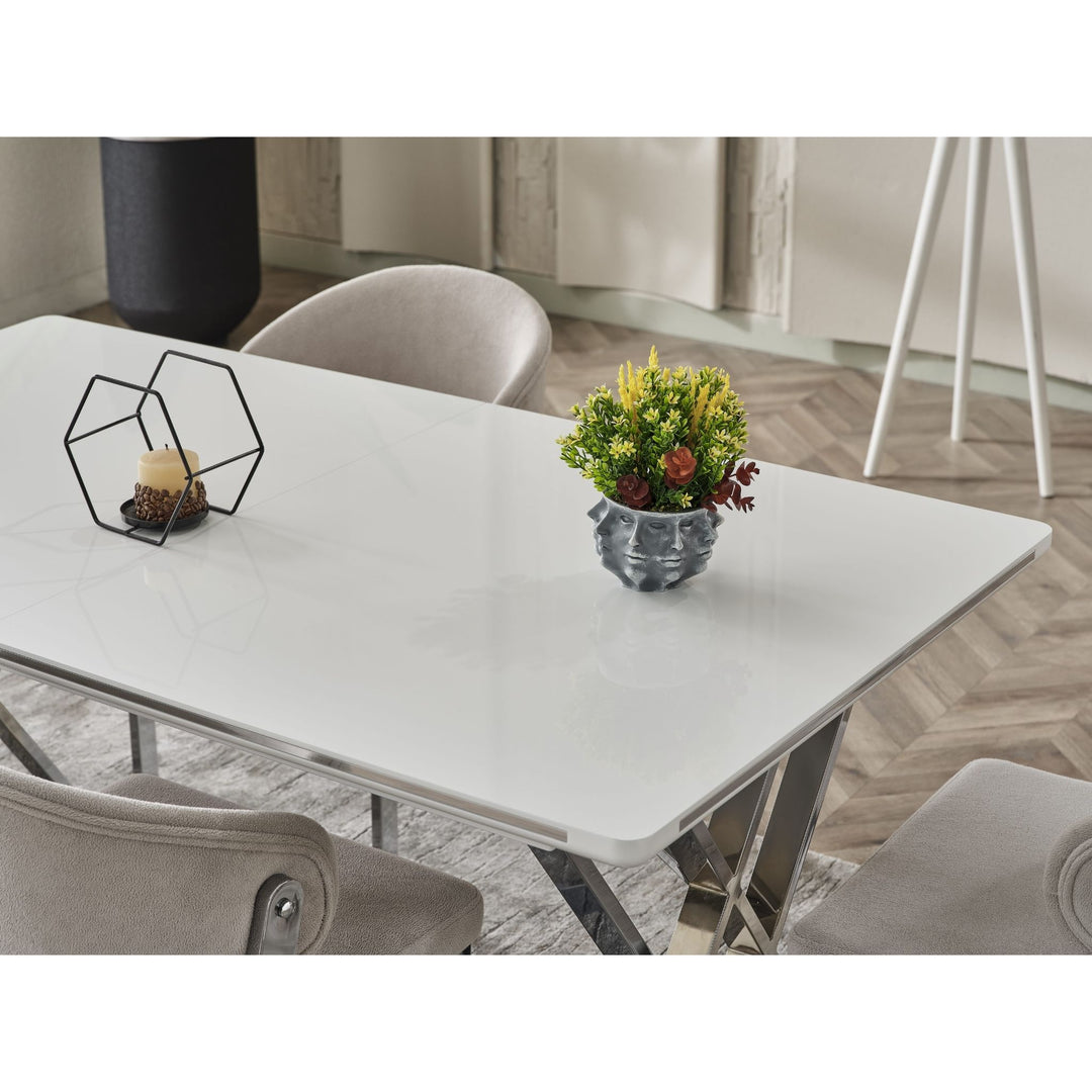 Luna Elite-Esstisch Set silber