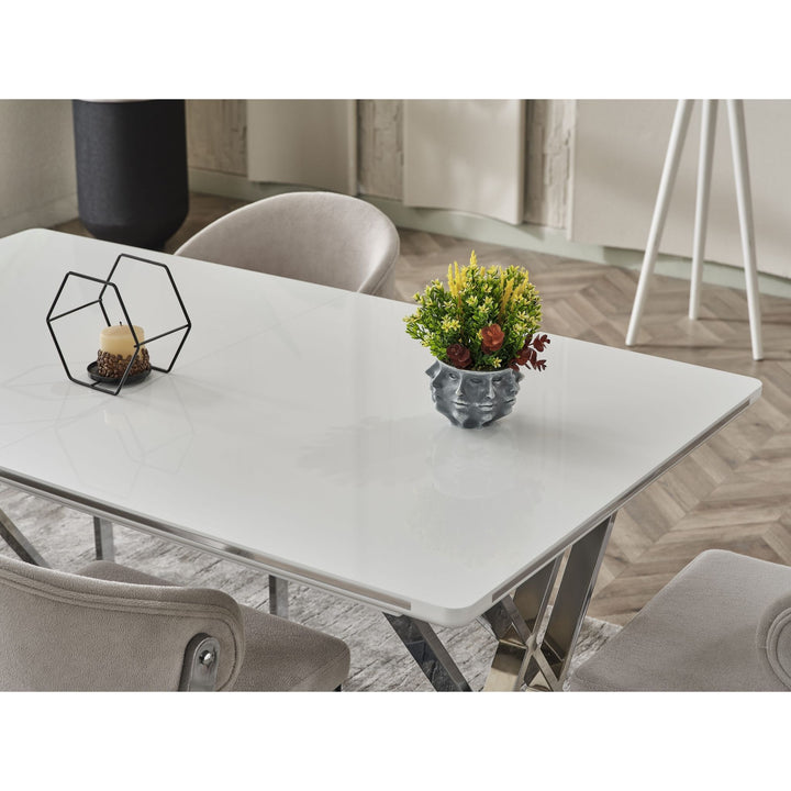 Luna Elite-Esstisch Set silber