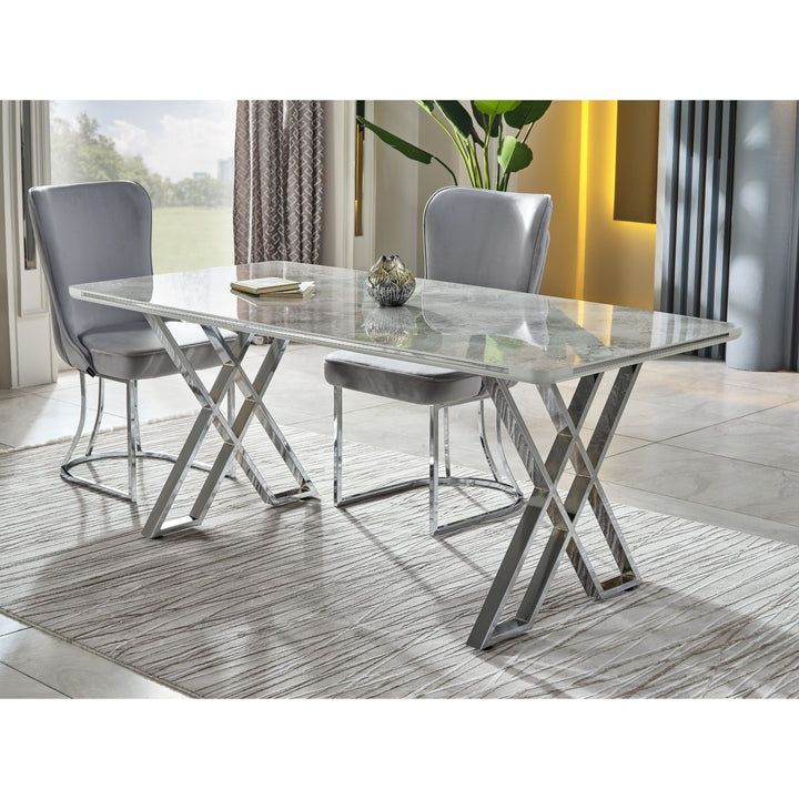 Luna Soft Esstisch Set 180x90 silber