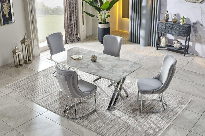 Luna Soft Esstisch Set 180x90 silber