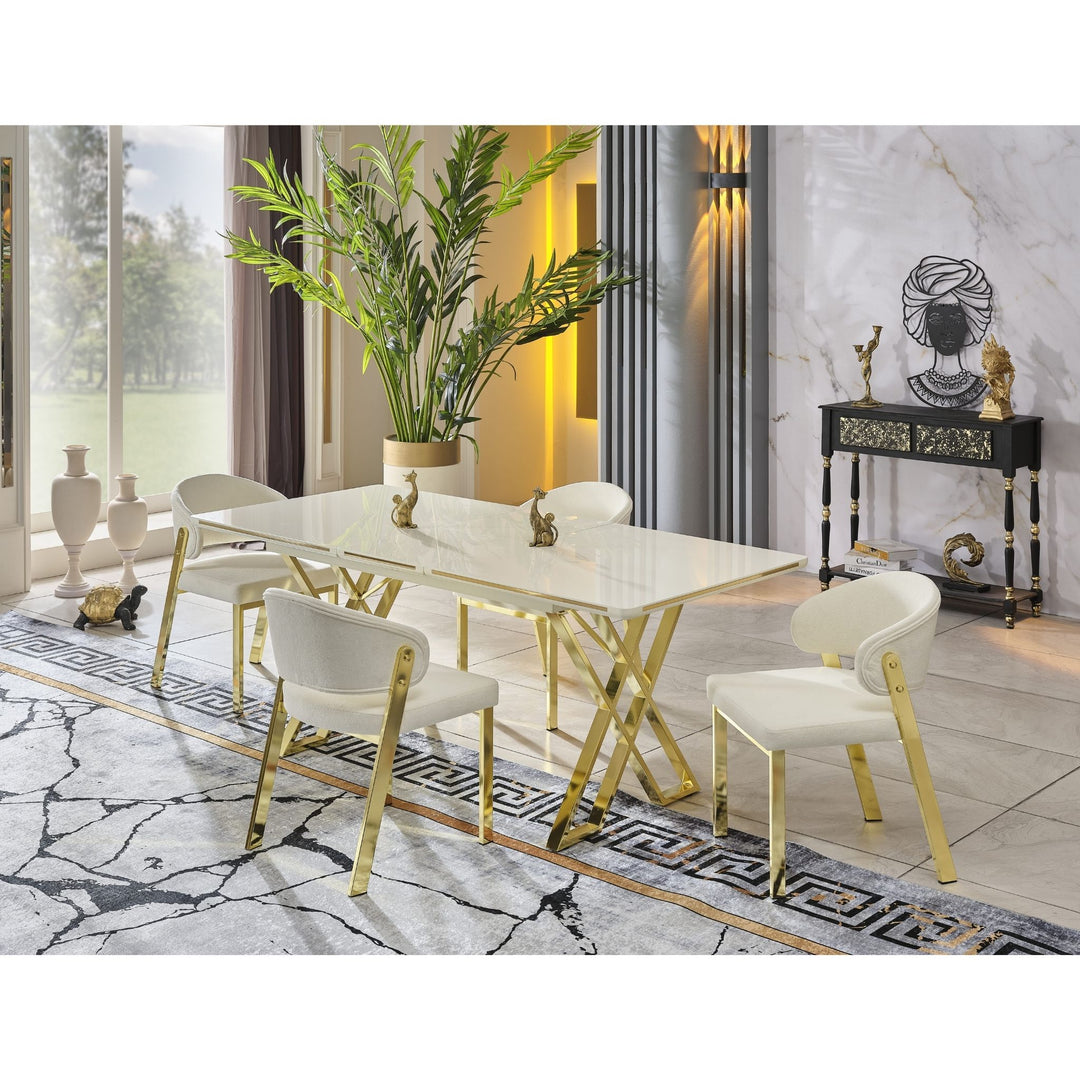 Luna Elite Esstisch-Set gold