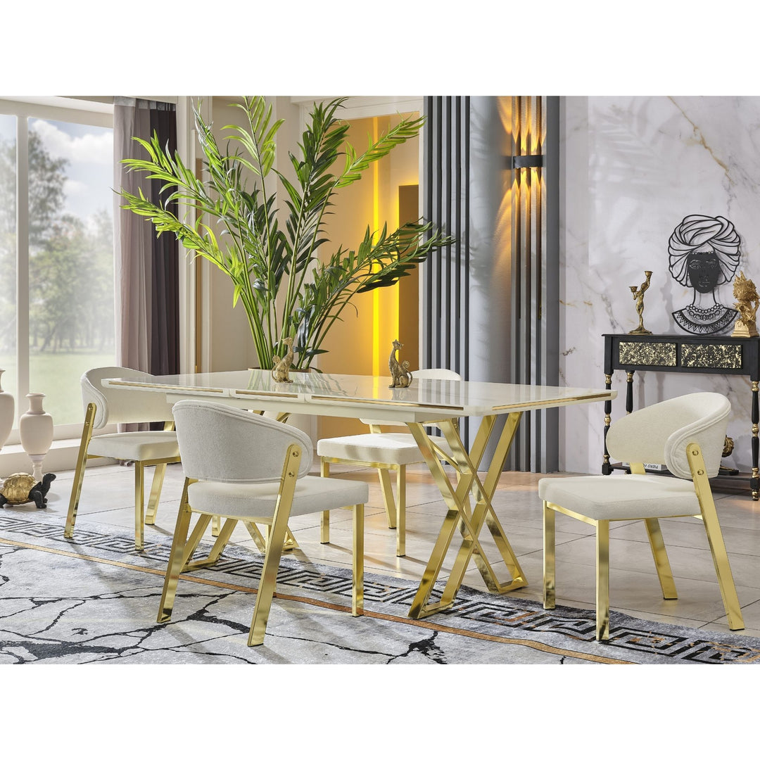 Luna Elite Esstisch-Set gold